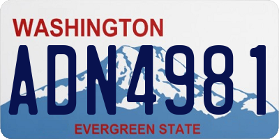 WA license plate ADN4981