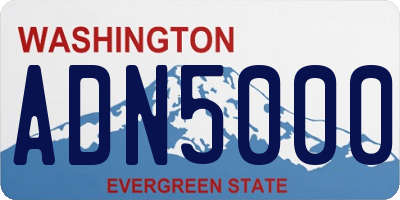 WA license plate ADN5000