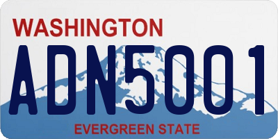 WA license plate ADN5001