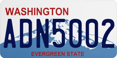 WA license plate ADN5002
