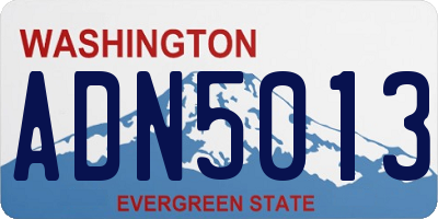 WA license plate ADN5013