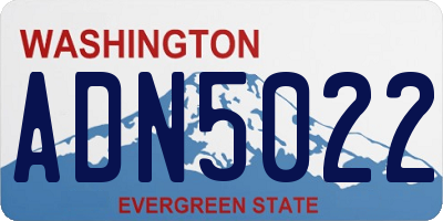 WA license plate ADN5022