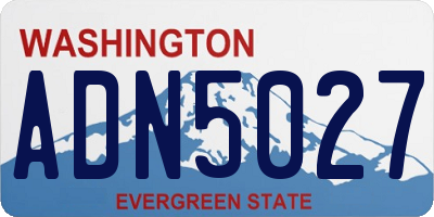 WA license plate ADN5027