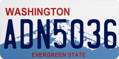 WA license plate ADN5036