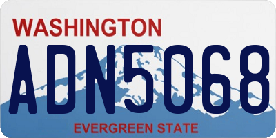 WA license plate ADN5068