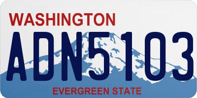 WA license plate ADN5103
