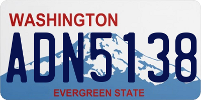 WA license plate ADN5138