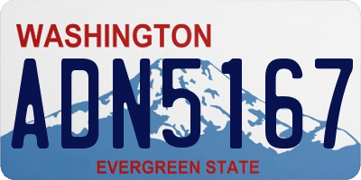 WA license plate ADN5167