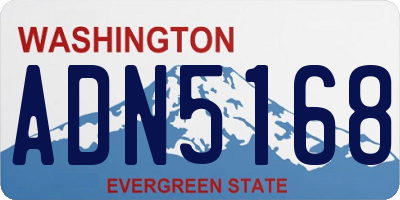 WA license plate ADN5168