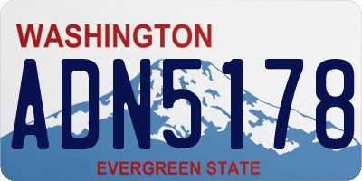 WA license plate ADN5178