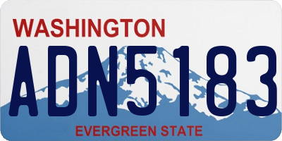 WA license plate ADN5183