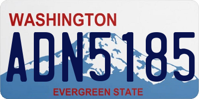 WA license plate ADN5185