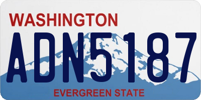 WA license plate ADN5187