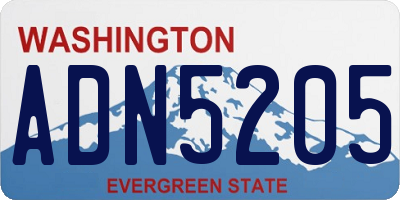 WA license plate ADN5205