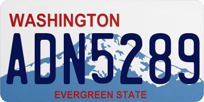 WA license plate ADN5289