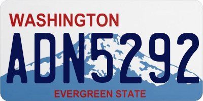 WA license plate ADN5292