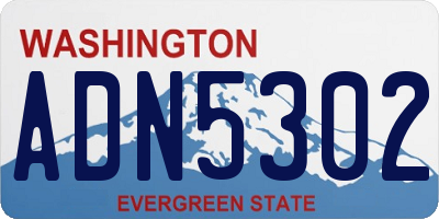 WA license plate ADN5302