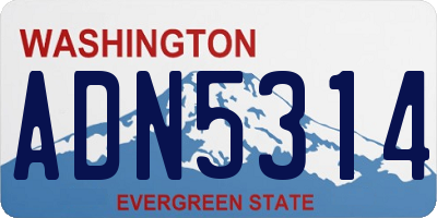 WA license plate ADN5314