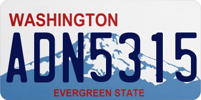 WA license plate ADN5315