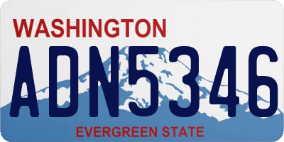 WA license plate ADN5346
