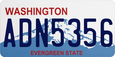 WA license plate ADN5356