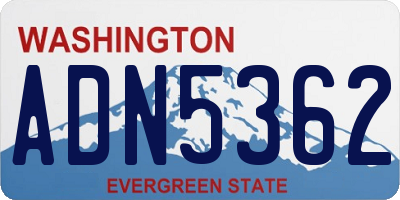WA license plate ADN5362