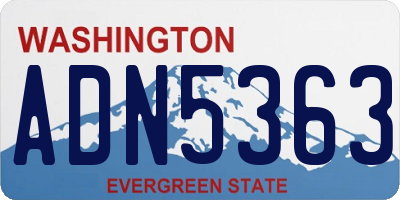 WA license plate ADN5363