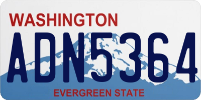 WA license plate ADN5364