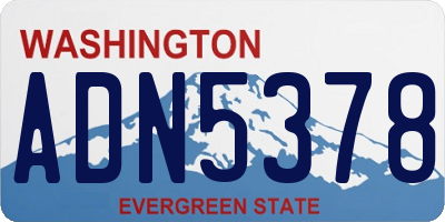 WA license plate ADN5378