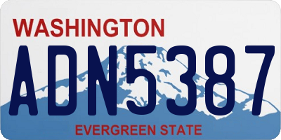 WA license plate ADN5387
