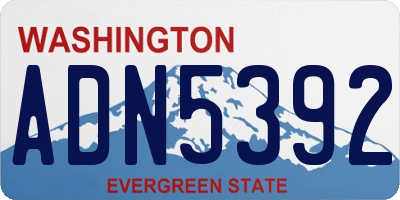 WA license plate ADN5392