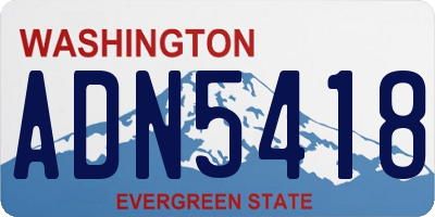 WA license plate ADN5418