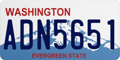 WA license plate ADN5651