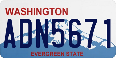 WA license plate ADN5671