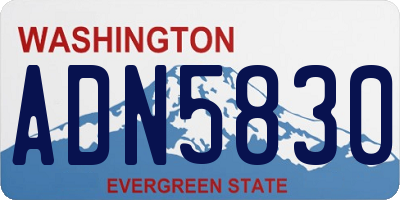 WA license plate ADN5830