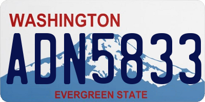 WA license plate ADN5833