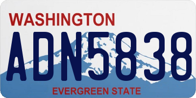 WA license plate ADN5838