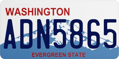 WA license plate ADN5865