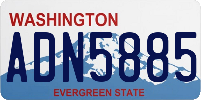 WA license plate ADN5885