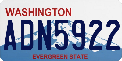 WA license plate ADN5922