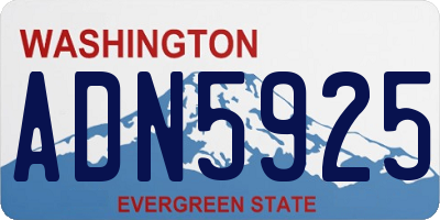 WA license plate ADN5925