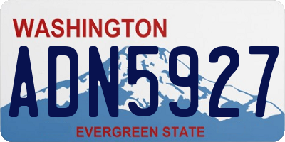 WA license plate ADN5927