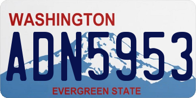 WA license plate ADN5953