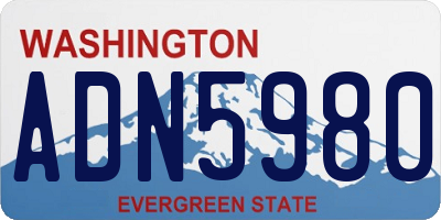 WA license plate ADN5980