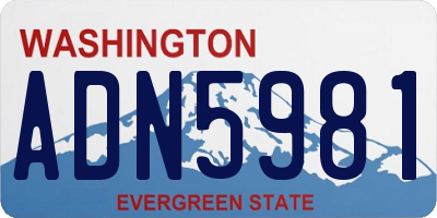 WA license plate ADN5981