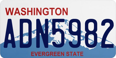 WA license plate ADN5982