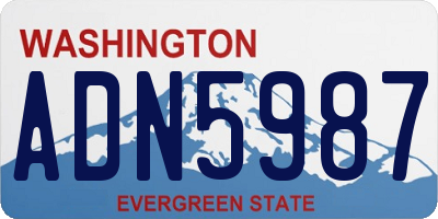 WA license plate ADN5987