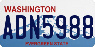 WA license plate ADN5988