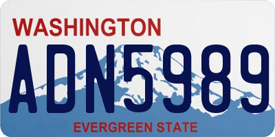 WA license plate ADN5989
