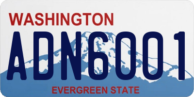 WA license plate ADN6001